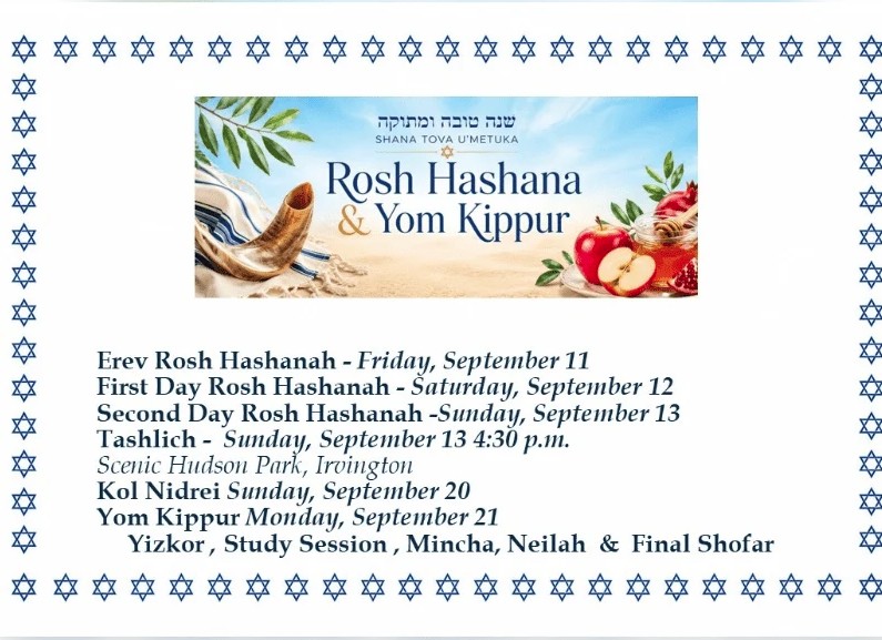 Rosh Hashanah Service Yom Kippur  Kol Nidre Tashlich Study Session  Rivertowns Irvington