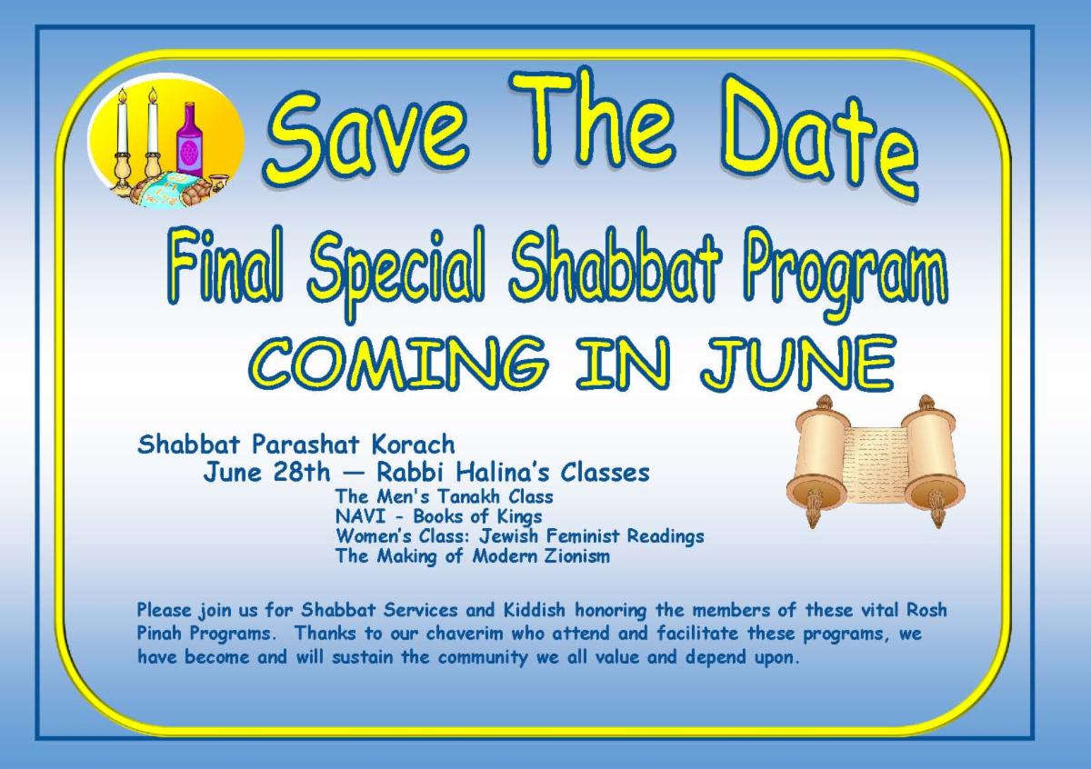 Special Shabbat Celebration May 10 2025